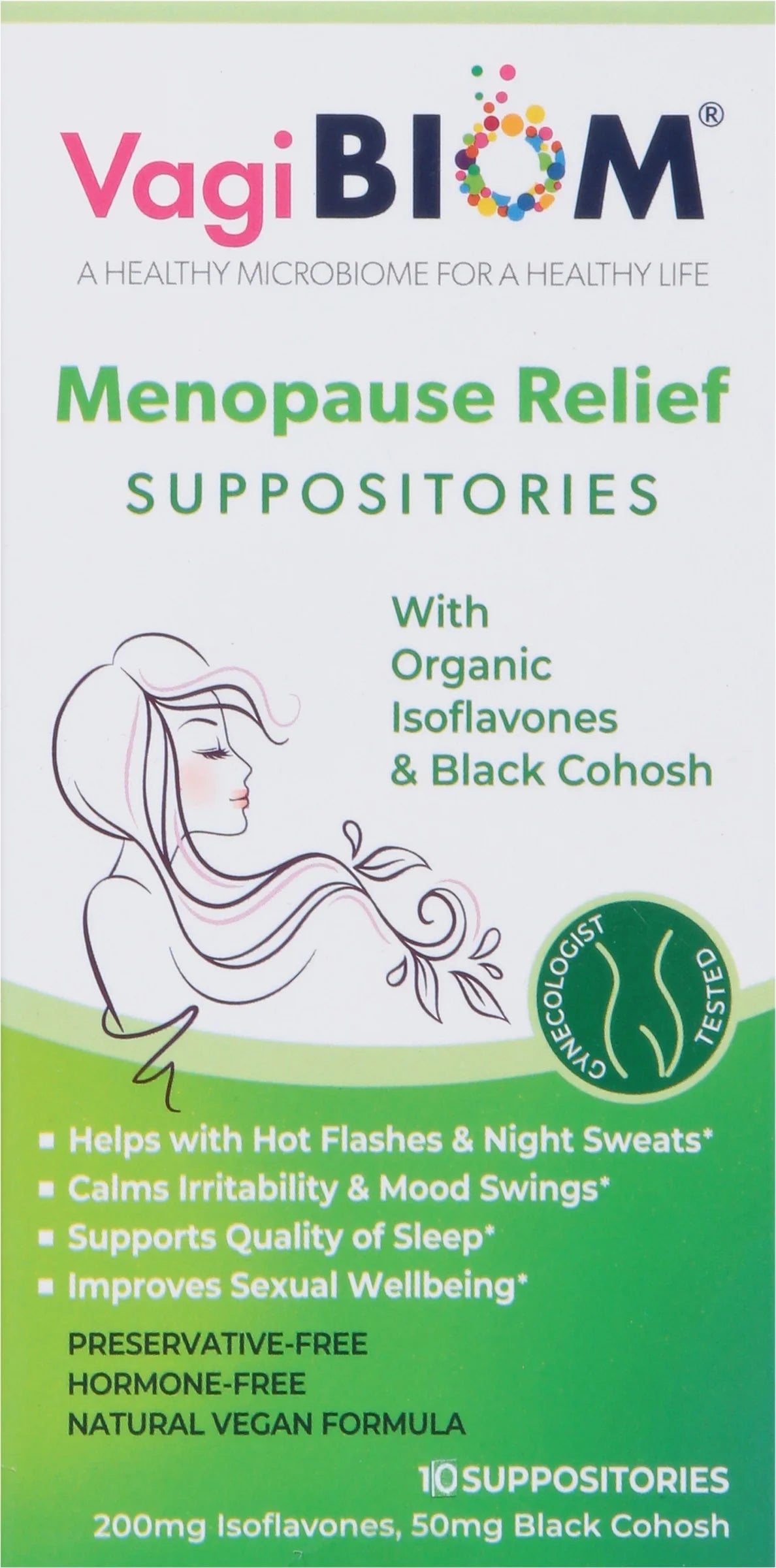 Menopause Relief Suppositories with Organic Black Cohosh and Isoflavones Value Pack of 10 Suppository