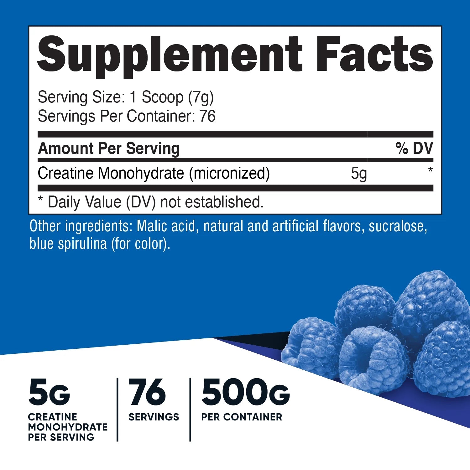 Creatine Monohydrate Supplement Powder (500 Grams) (Blue Raspberry)