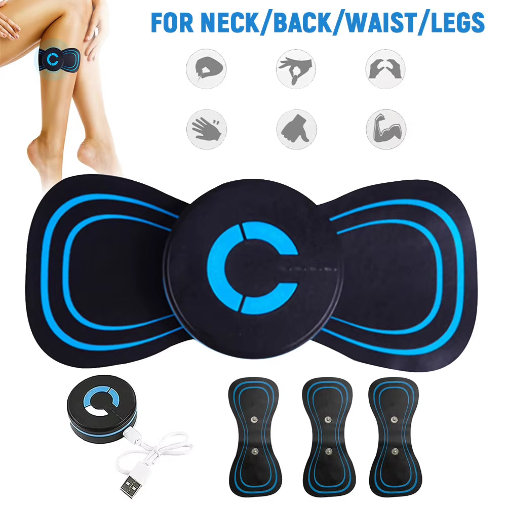 Electric Muscle Massager Portable Mini Neck Back Cervical Massage Patch Stimulator EMS 6 Modes Muscle Relief Pain Relaxation