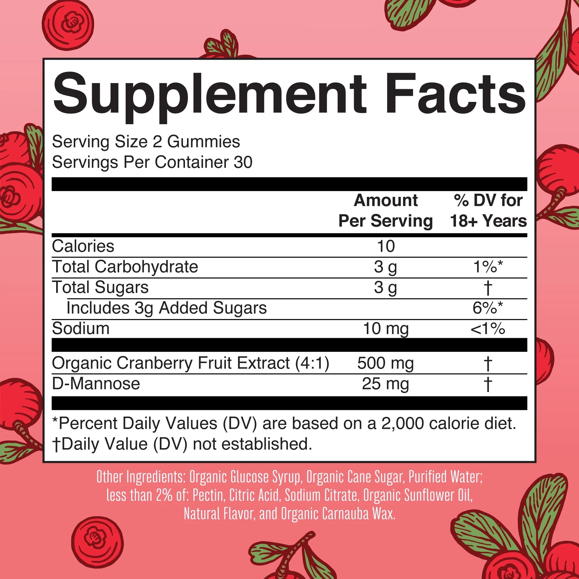Cranberry Gummies with Mannose for Urinary Health, Vegan