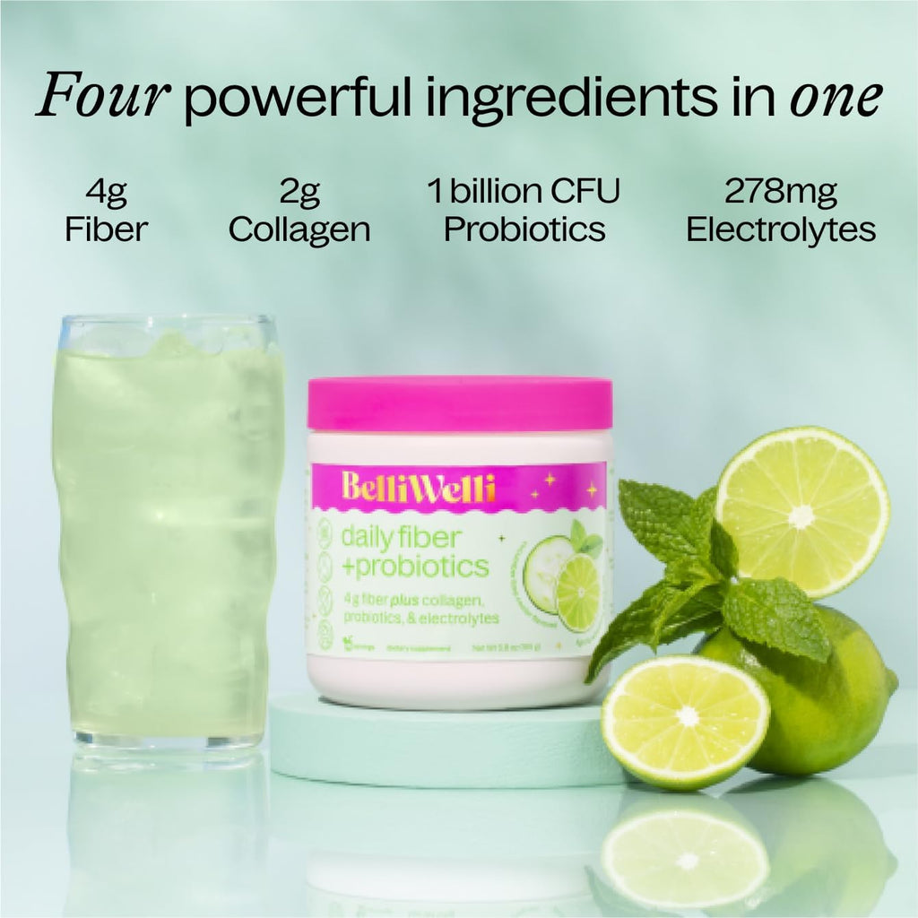 Fiber Supplement for Women & Men – Premium Daily Fiber Powder from Organic Acacia with Added Collagen, Electrolytes & Probiotics – No Bloat, Constipation & Gut Health Support (Cucumber)