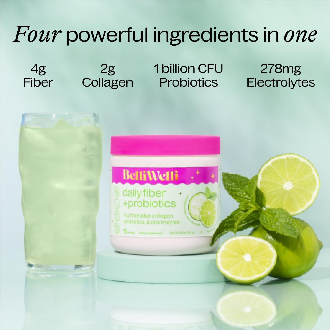Fiber Supplement for Women & Men – Premium Daily Fiber Powder from Organic Acacia with Added Collagen, Electrolytes & Probiotics – No Bloat, Constipation & Gut Health Support (Cucumber)
