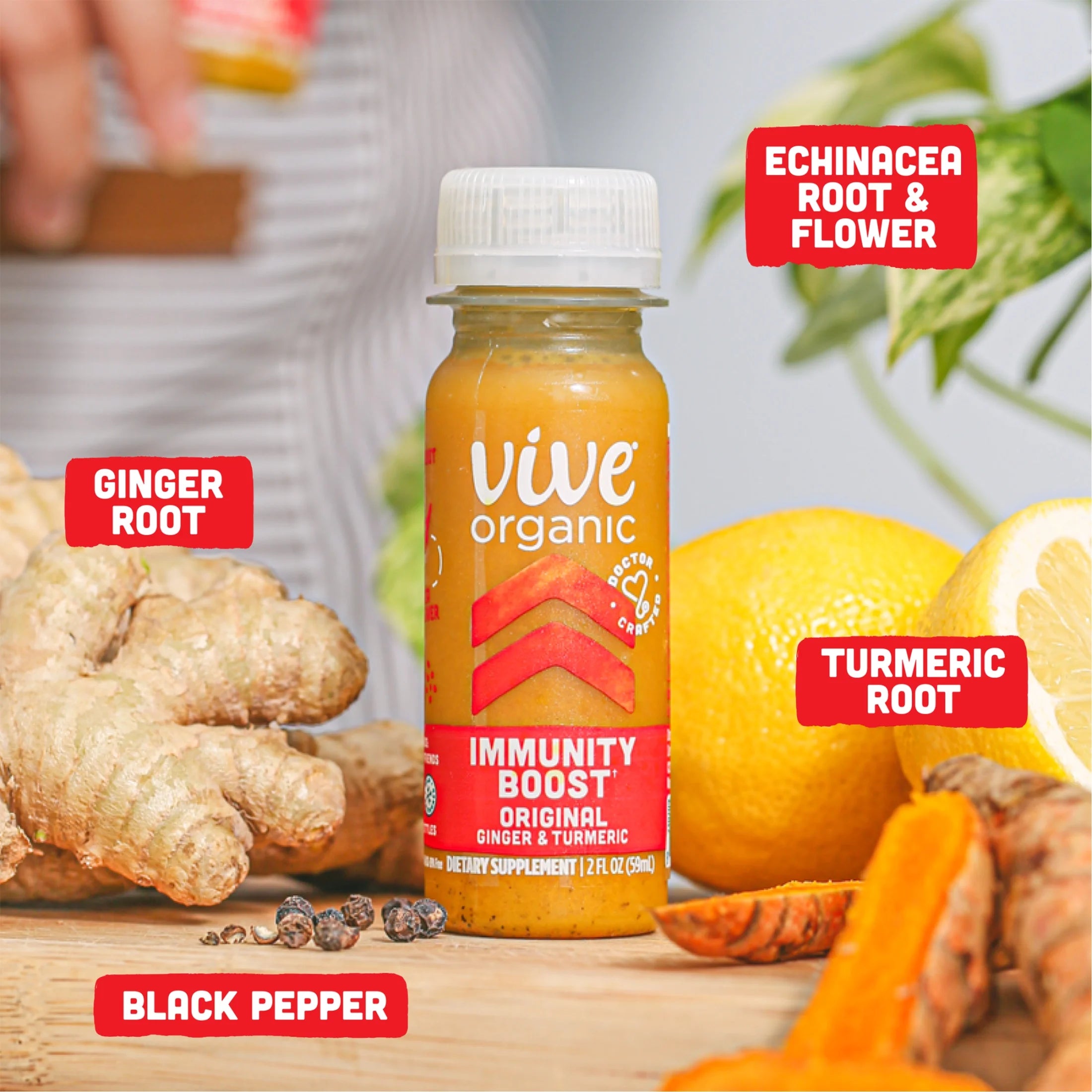 (2 Pack)  Immunity Boost Shot, Original Ginger and Turmeric Wellness Shot, 2 Fl Oz Bottle