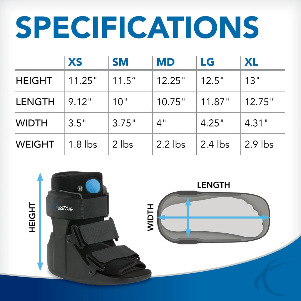 USA14113 Short Air Cam Walker Fracture Boot, Small, Black