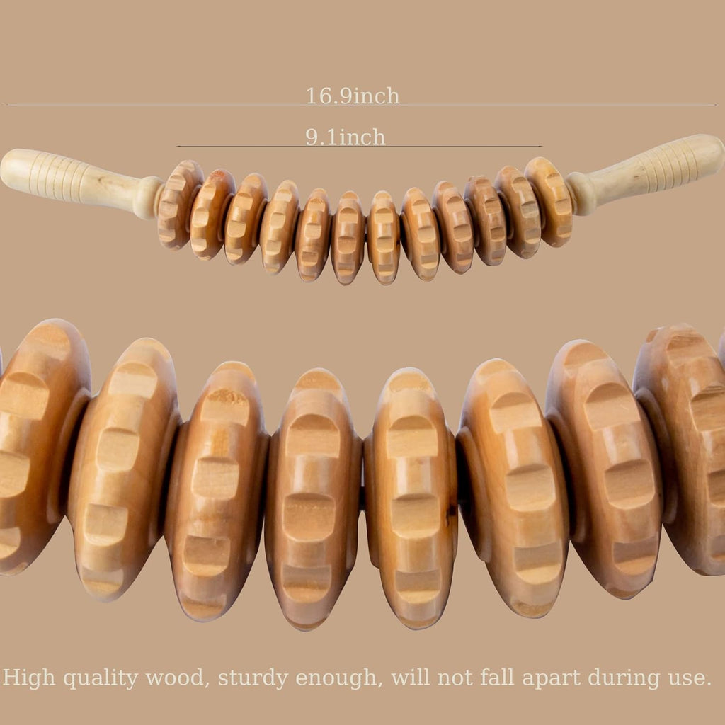 Wood Therapy Roller Stick Massage Tool, Curved Designed Handheld Maderoterapia Colombiana Massage Tool, Lymphatic Drainage, Trigger Point Stick, Body Therapy Massager