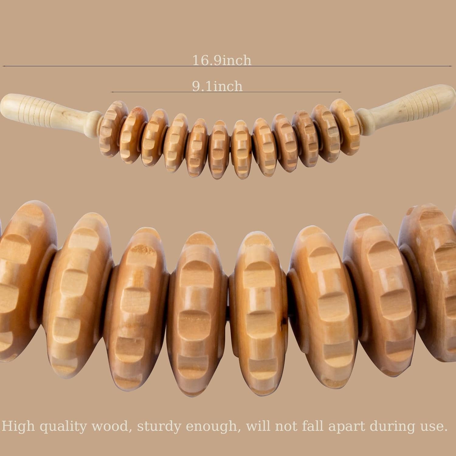 Wood Therapy Roller Stick Massage Tool, Curved Designed Handheld Maderoterapia Colombiana Massage Tool, Lymphatic Drainage, Trigger Point Stick, Body Therapy Massager