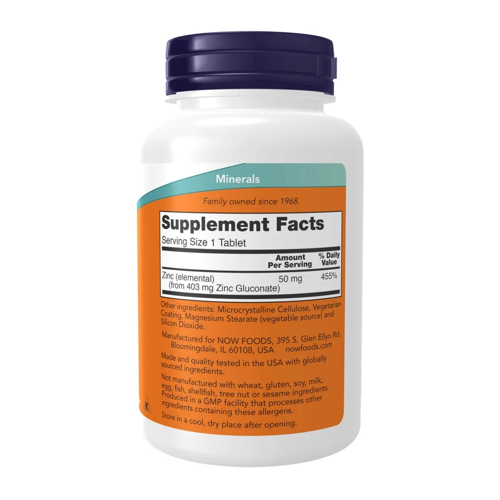 Supplements, Zinc (Zinc Gluconate) 50 Mg, Supports Enzyme Functions*, Immune Support*, 250 Tablets
