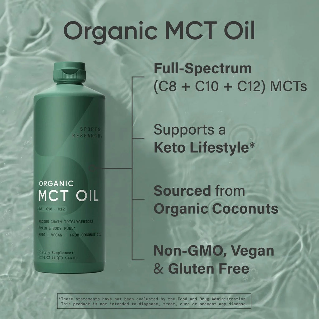 ® 100% Keto MCT Oil from Organic Coconuts - Triple Ingredient C8, C10, C12 Mcts (32Oz)