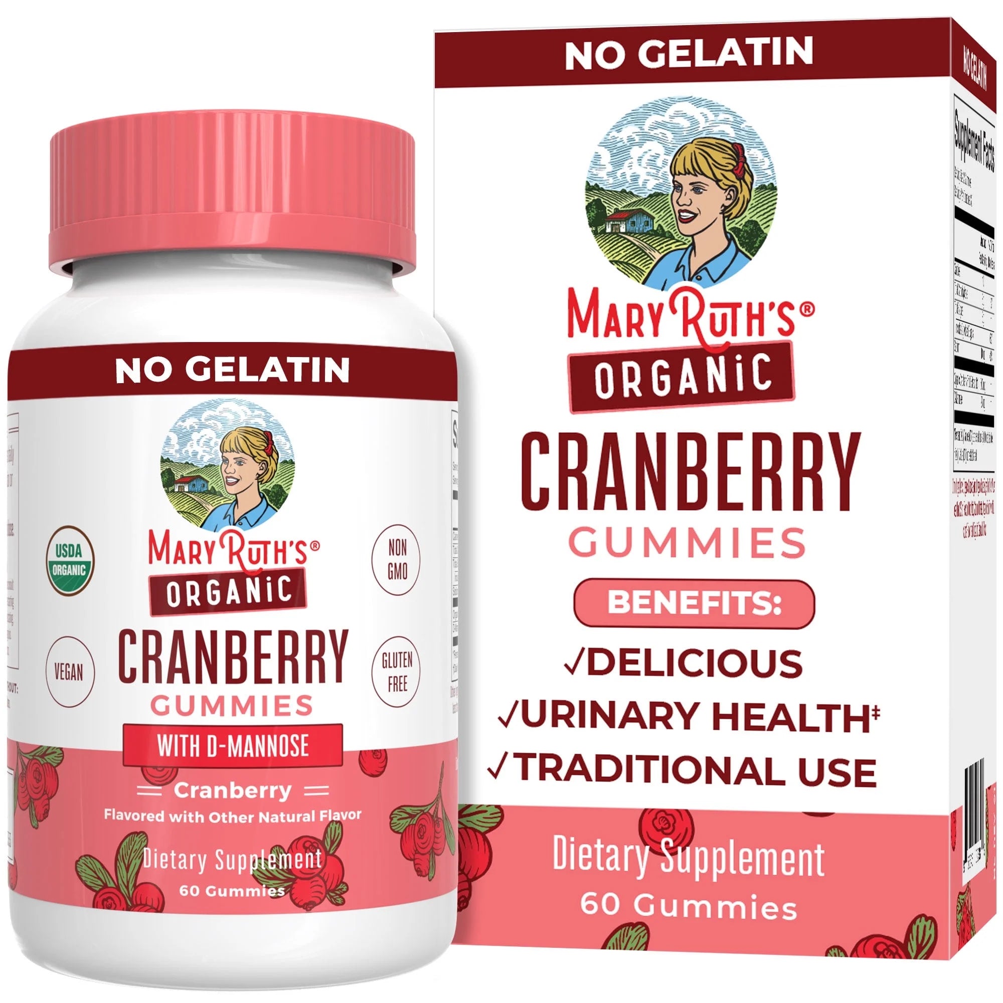 Cranberry Gummies with Mannose for Urinary Health, Vegan