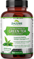 Zazzee Extra Strength Green Tea Extract 6000 Mg – 150 Vegan Capsules – 20:1 Potency – 50% EGCG / 98% Polyphenols – 5‑Month Supply – Vegan • Non-Gmo • Made in USA
