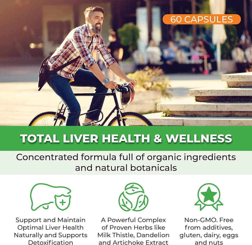 Liver Detox Cleanse & Repair Supplement with Milk Thistle and Dandelion Root Extract, 60 Vegetable Capsules
