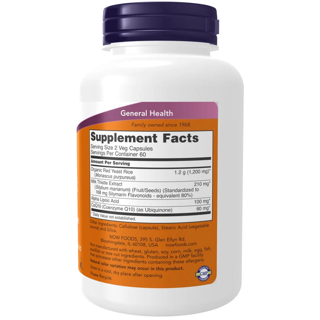 Supplements, Red Yeast Rice with Coq10, plus Milk Thistle & Alpha Lipoic Acid, 120 Veg Capsules