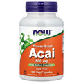 Now Foods Freeze-Dried Acai 500 Mg 100 Veg Capsules GMP Quality Assured, Kosher,