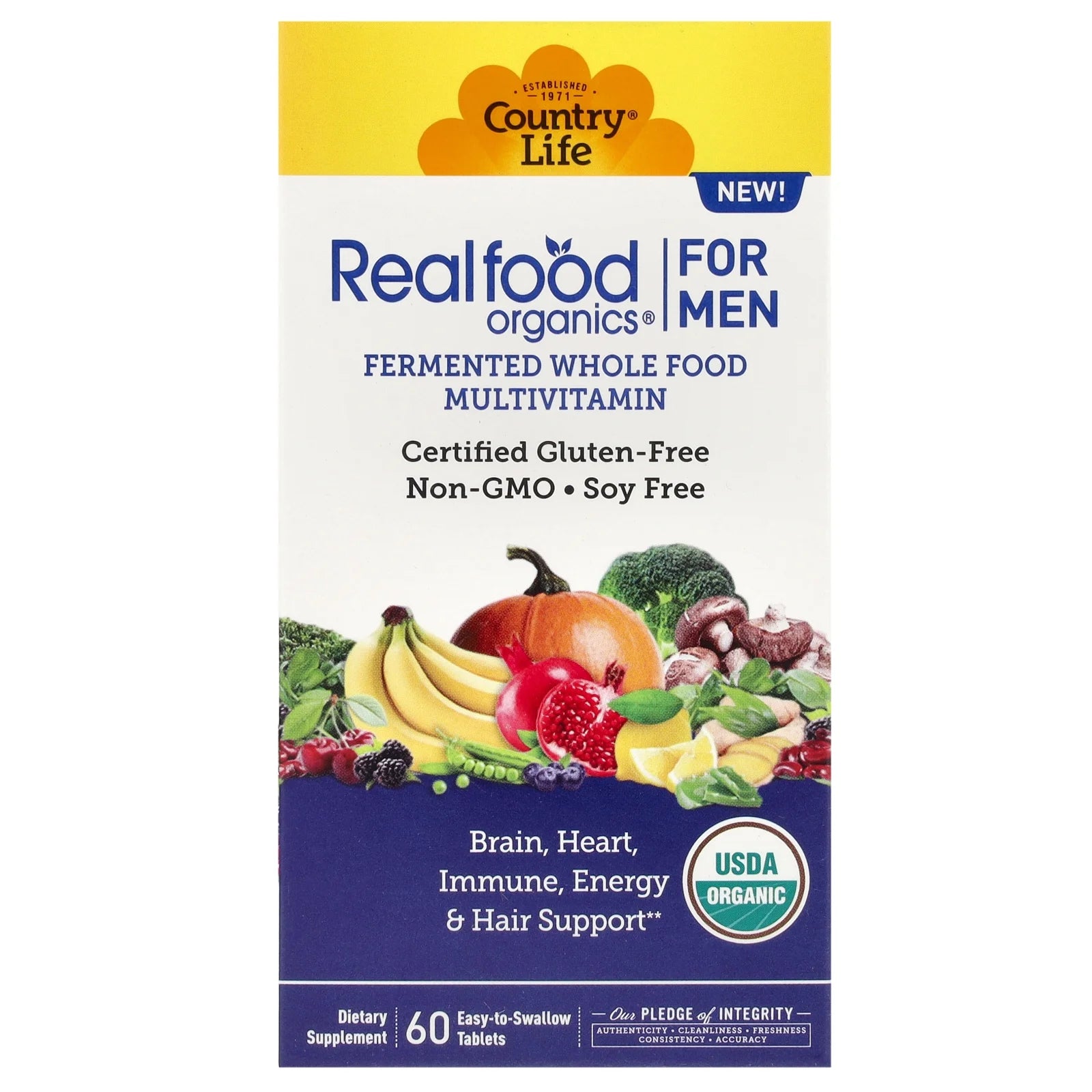 Realfood Organics, Multivitamin for Men, 60 Easy-To-Swallow Tablets