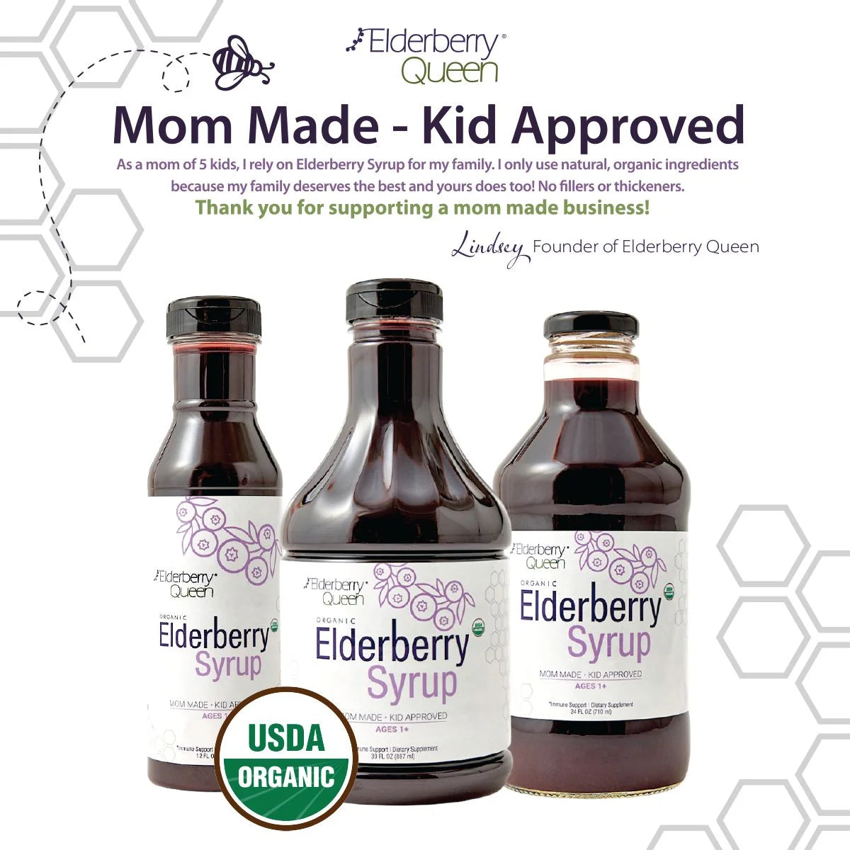 Certified Organic Elderberry Syrup Supplement for Immune Support, 12 Fl Oz