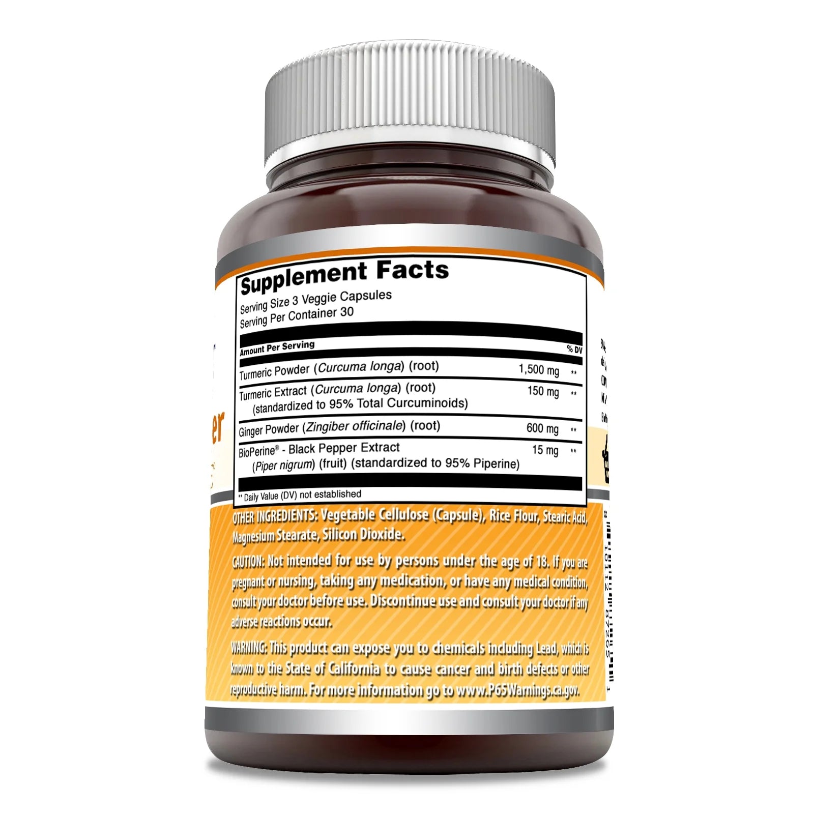 Amazing Formulas Turmeric Curcumin & Ginger with Bioperine 2250 Mg per Serving 90 Veggie Capsules | 30 Servings | Non-Gmo | Gluten Free | Made in USA | Ideal for Vegetarians