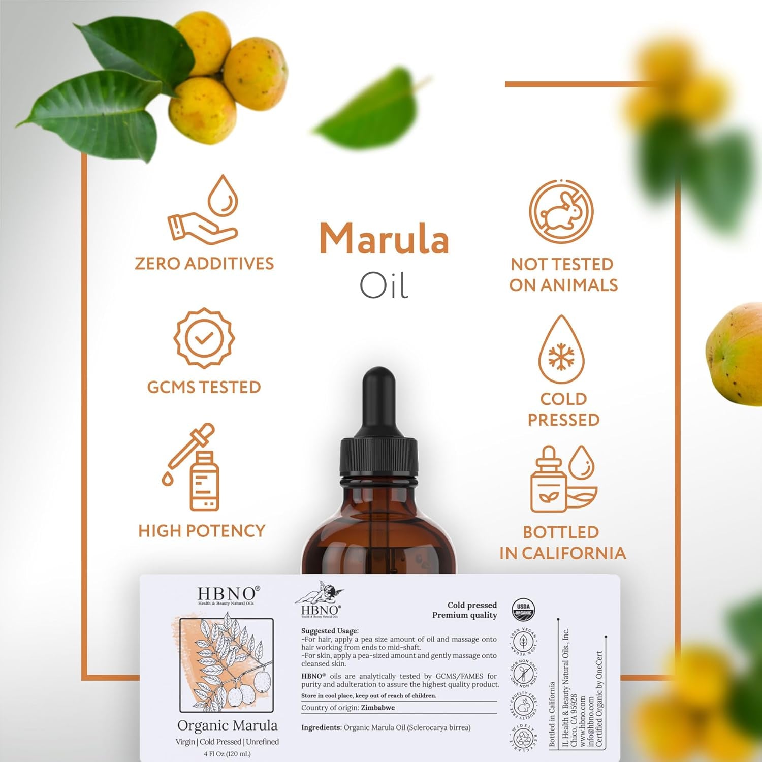 Organic Marula Oil - Huge 4 Oz (120Ml) Value Size - USDA Certified Organic Marula Seed Oil, Cold Pressed for Face, Body, Lips, Shampoo & Conditioner