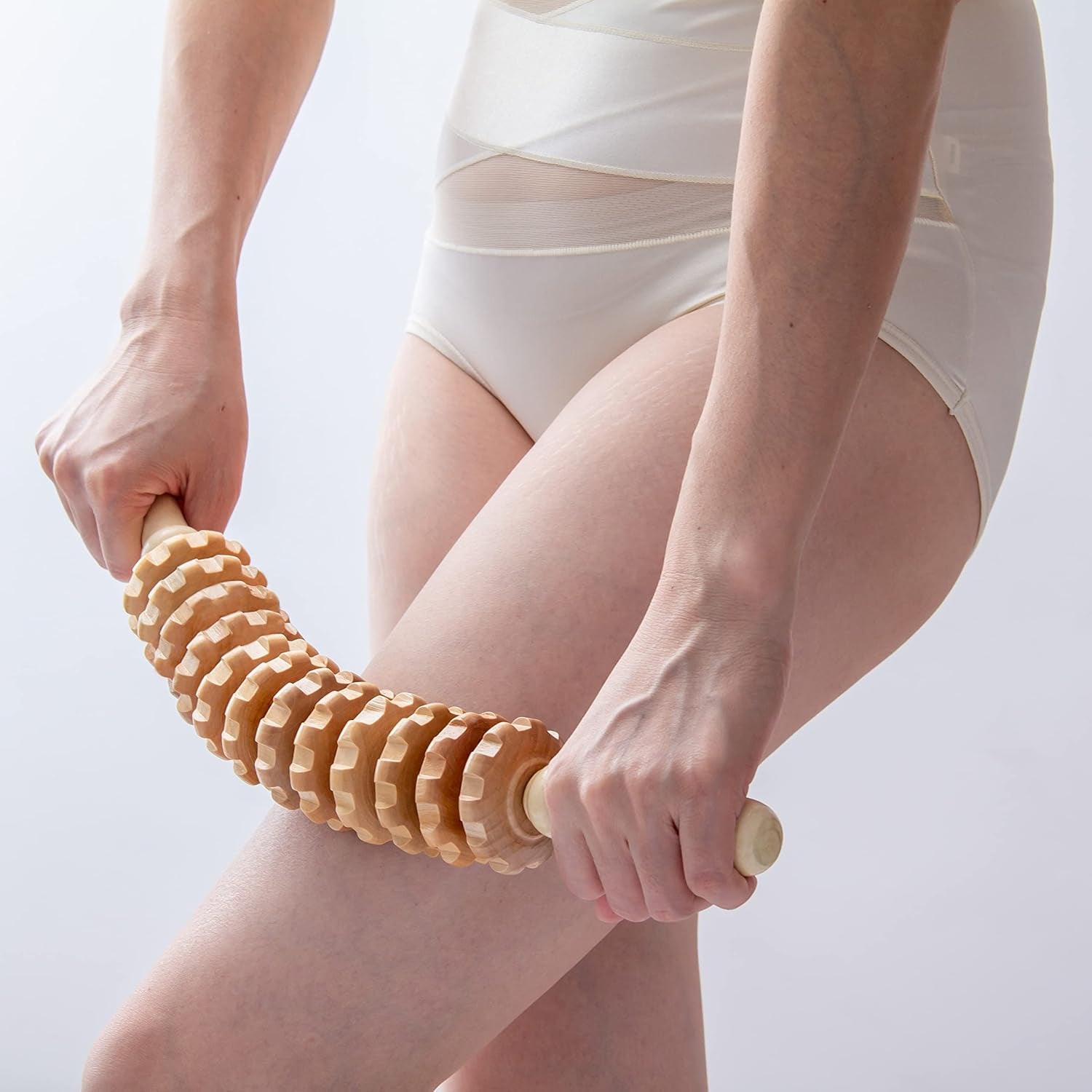 Wood Therapy Roller Stick Massage Tool, Curved Designed Handheld Maderoterapia Colombiana Massage Tool, Lymphatic Drainage, Trigger Point Stick, Body Therapy Massager