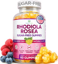 Sugar-Free Rhodiola Rosea Gummies (1500Mg/Serving) Cortisol Detox & Adrenal Support Supplement - Adaptogenic Rhodiola for Mood, Motivation, Stamina & Performance, Non-Gmo, 60 Vegan Chews