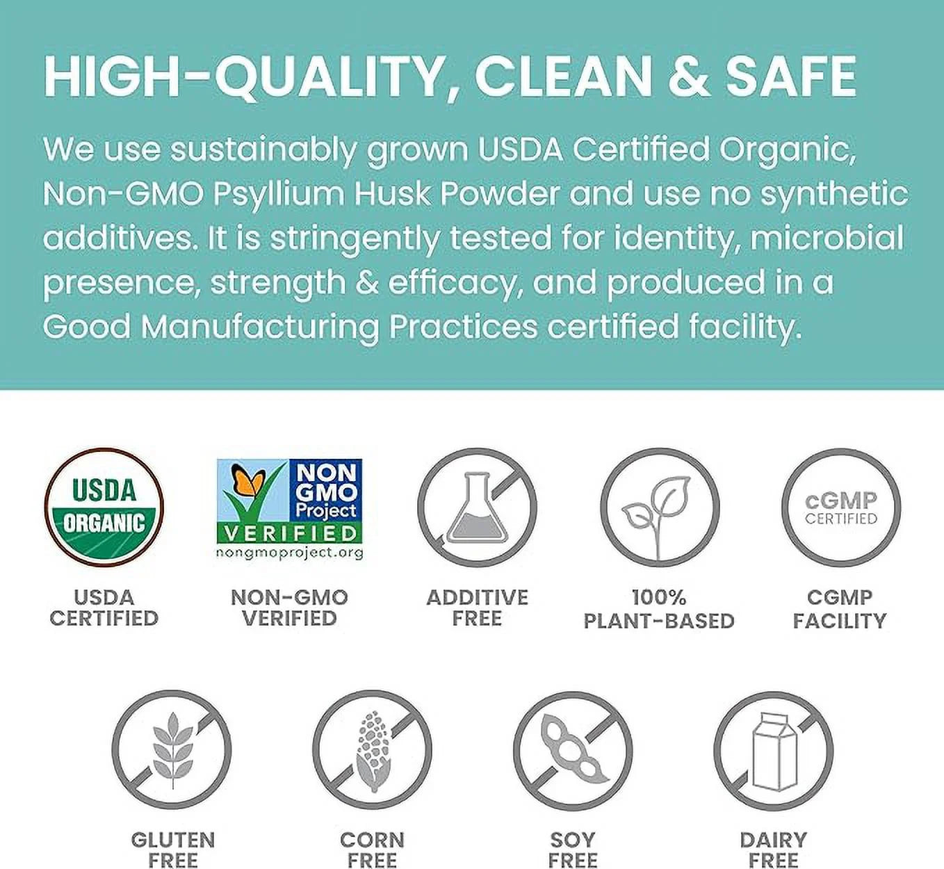 Organic Psyllium Husk Powder, Daily Dietary Fiber Supplement, Appetite Management, 56-Teaspoon Supply, 12 Oz