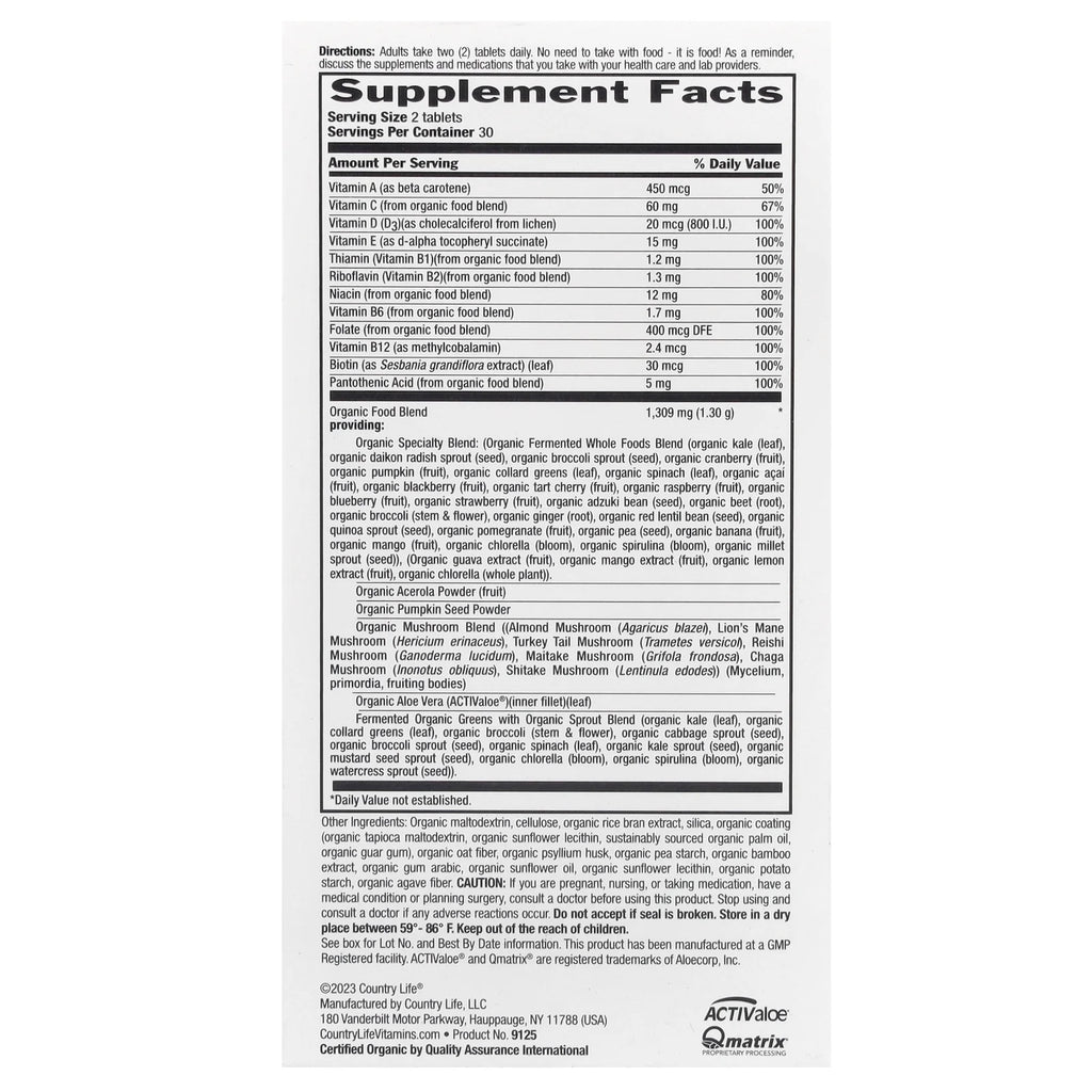 Realfood Organics, Multivitamin for Men, 60 Easy-To-Swallow Tablets