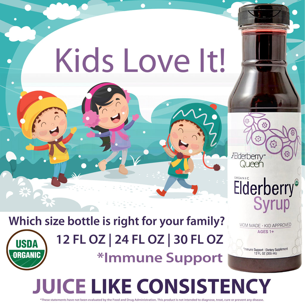 Certified Organic Elderberry Syrup Supplement for Immune Support, 12 Fl Oz