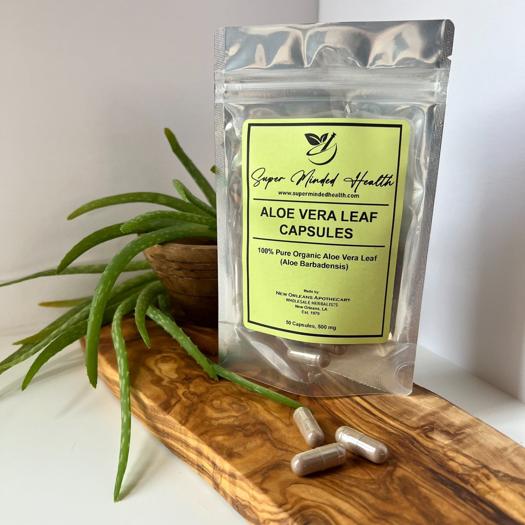 Organic Aloe Vera Leaf Capsules 500 Mg (Aloe Barbadensis)