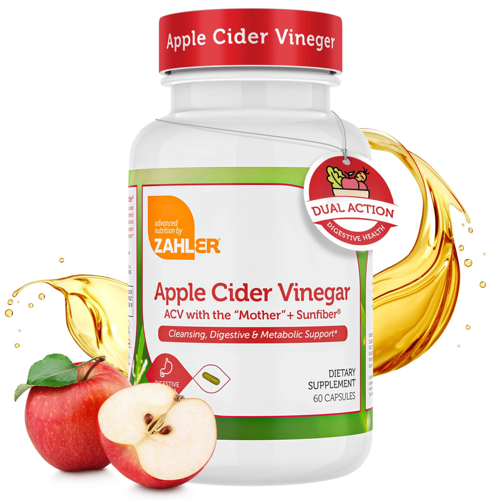 Apple Cider Vinegar Capsules with Fiber Supplement - Cleansing, Digestive and Metabolic Support - Healthy Diet and Appetite - Kosher Apple Cider Vinegar Pills - Non GMO ACV Capsules - 60 Count