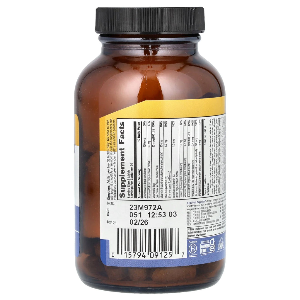 Realfood Organics, Multivitamin for Men, 60 Easy-To-Swallow Tablets