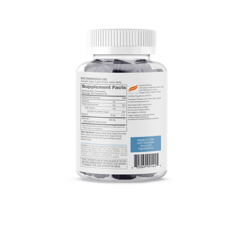 Ashwagandha Organic Gummies, KSM-66, for Stress Relief, Energy & Relaxation, 56 Gummies