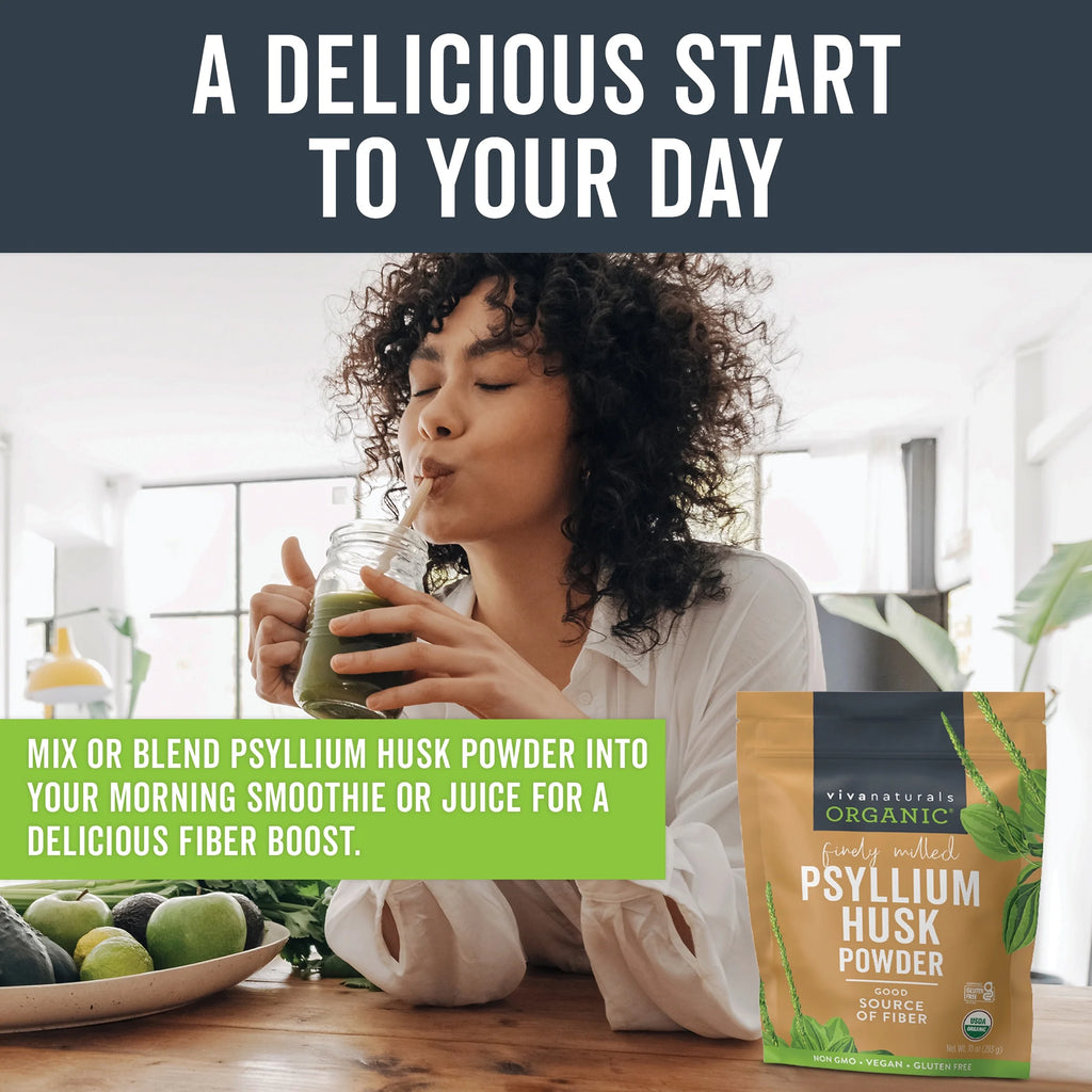 Organic Psyllium Husk Powder, 10 Oz-Finely Ground, Unflavored, Gluten-Free, Vegan, Keto and Paleo