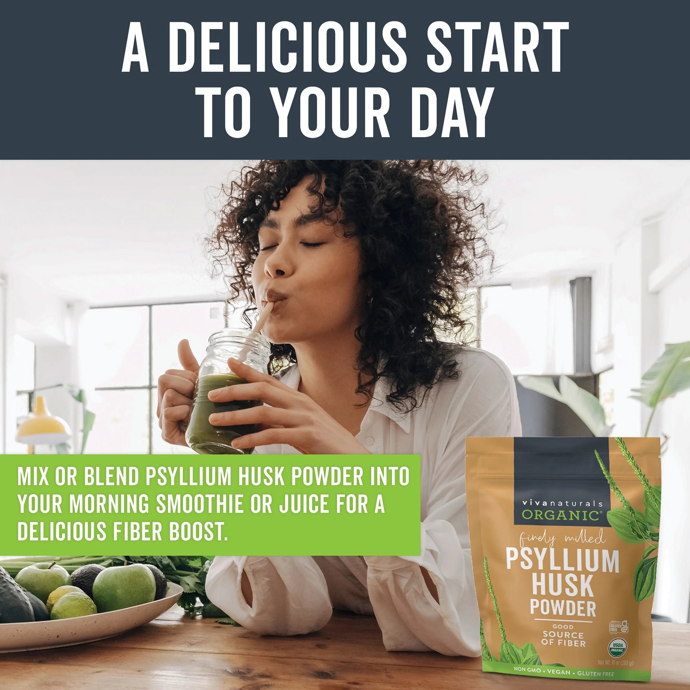 Organic Psyllium Husk Powder, 10 Oz-Finely Ground, Unflavored, Gluten-Free, Vegan, Keto and Paleo
