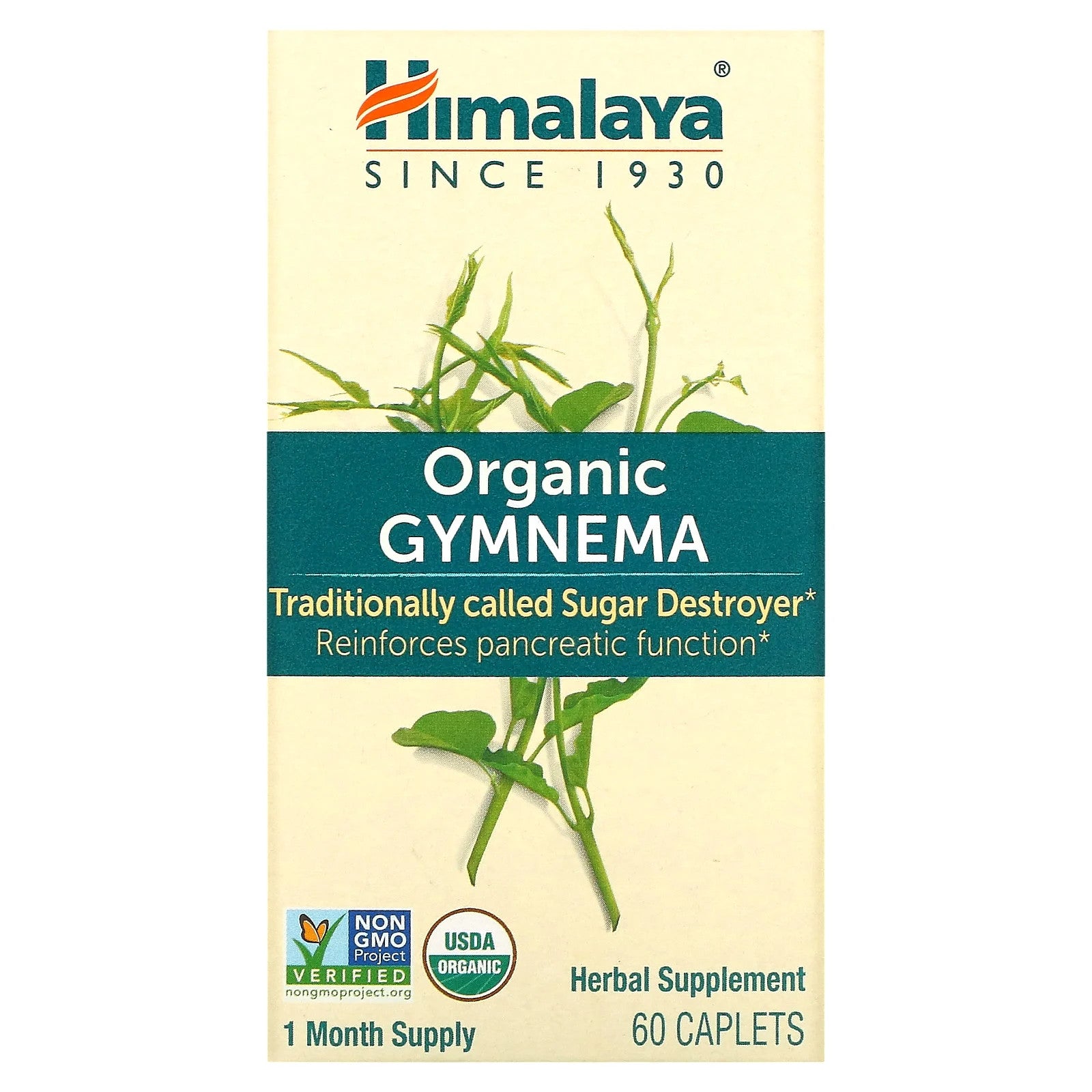 Himalaya Gymnema 60 Caplets Gluten-Free, GMP Quality Assured, Non-Gmo, Organic,