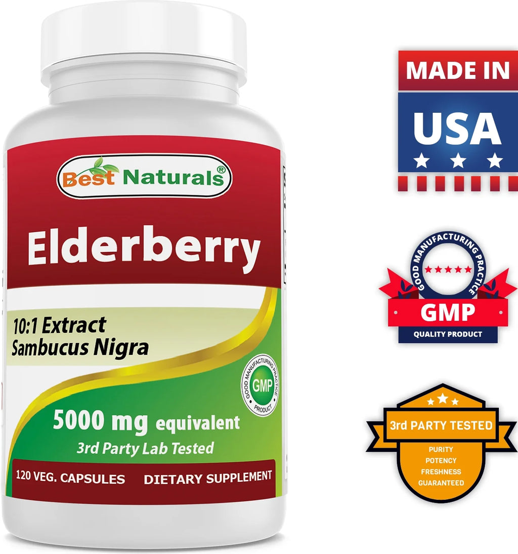 2 Pack  Elderberry Sambucus Nigra 5000Mg Equivalent 120 Vegetarian Capsules