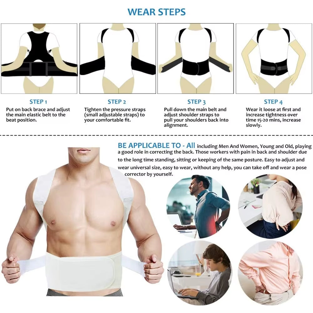 Back Posture Corrector,Magnetic Support for Neck Shoulder Upper & Lower Back Pain Relief,Posture Brace for Cervical Lumbar Spine