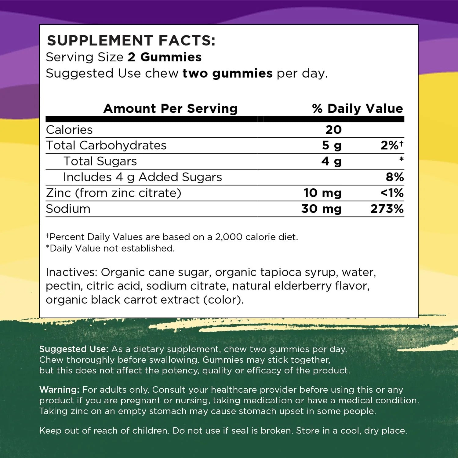 Zinc Gummies - Elderberry 15 Mg 60 Gummies