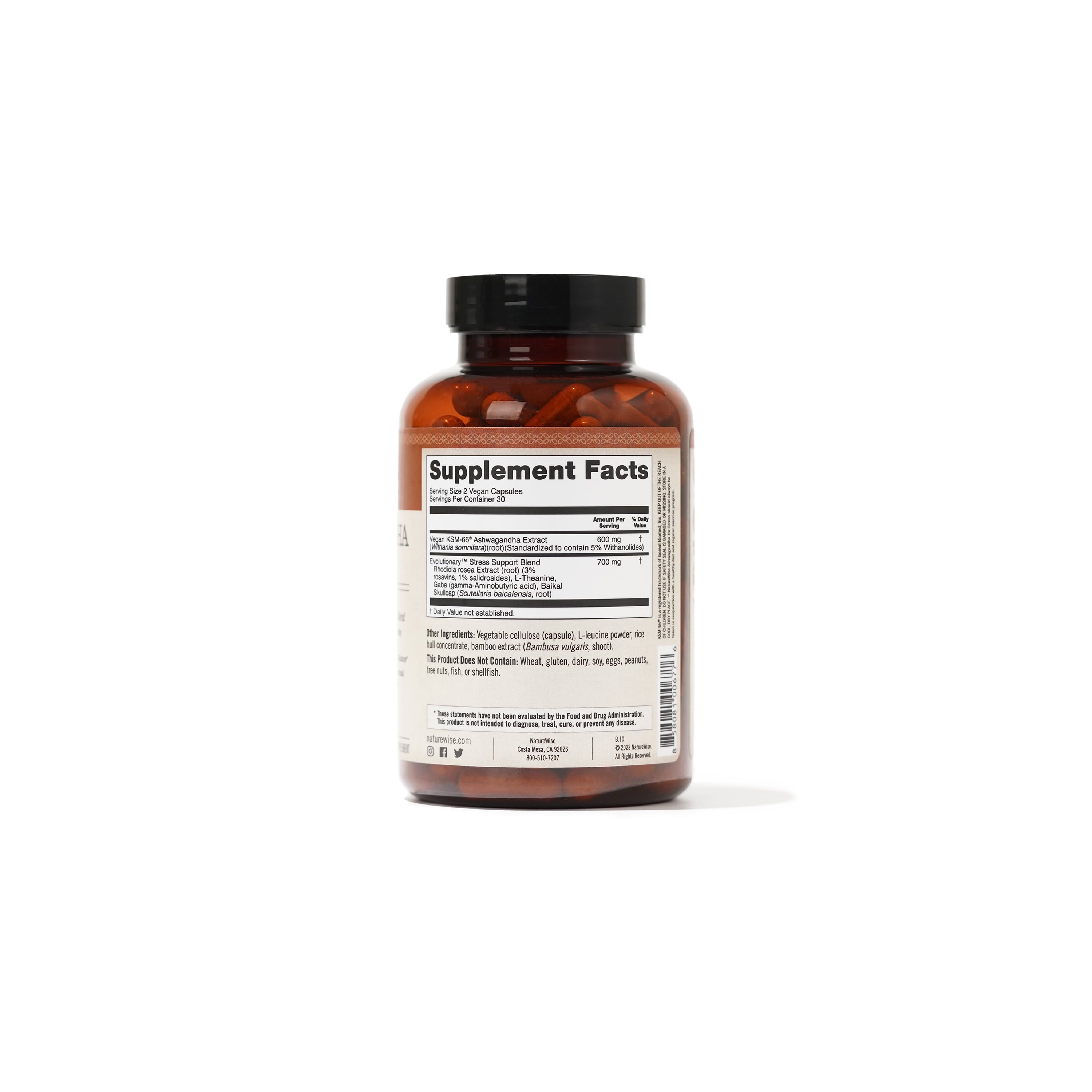 Ashwagandha for Stress + GABA & L-Theanine - 60 Capsules[30-Day Supply]