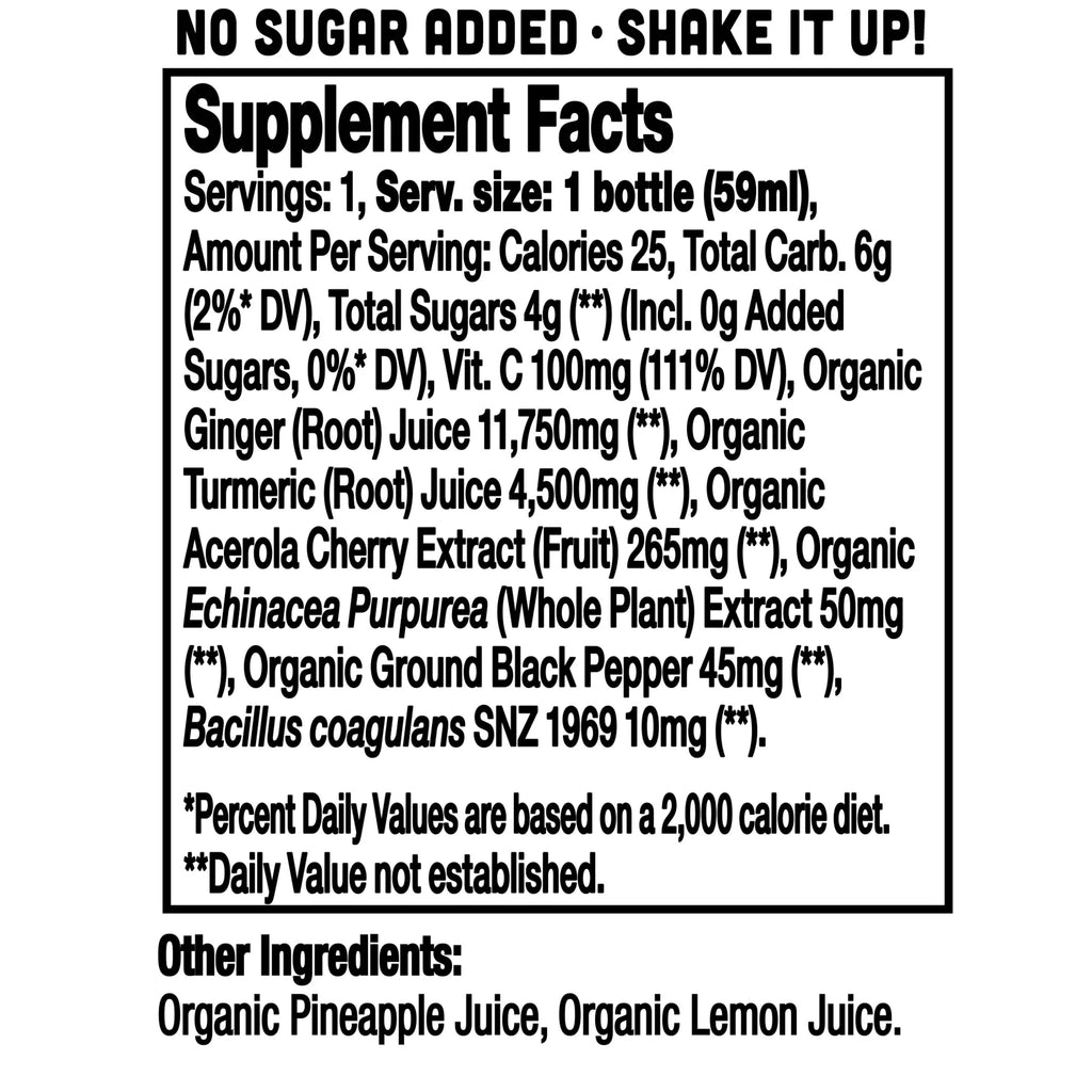 (2 Pack)  Immunity Boost Shot, Original Ginger and Turmeric Wellness Shot, 2 Fl Oz Bottle